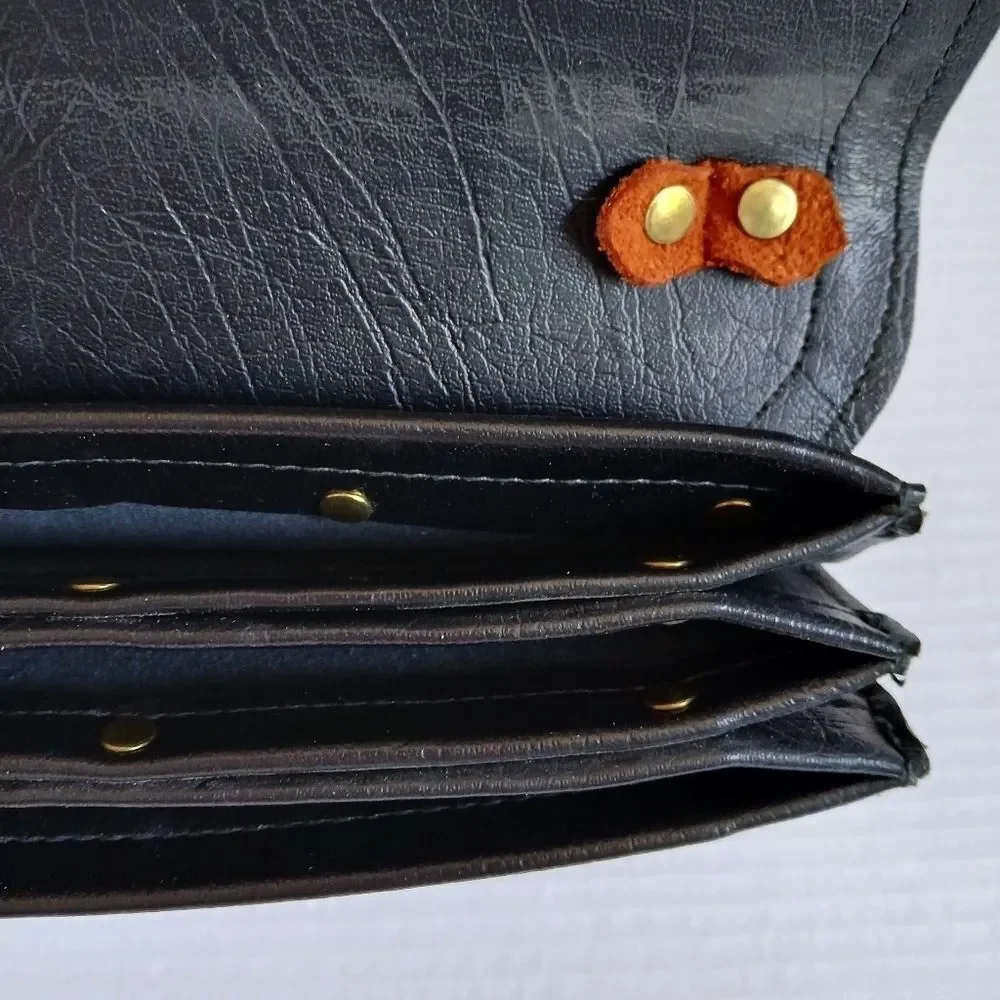 Rare Vintage Bag Colorblock Ring Shoulder Suede Vinyl Adjustable Strap